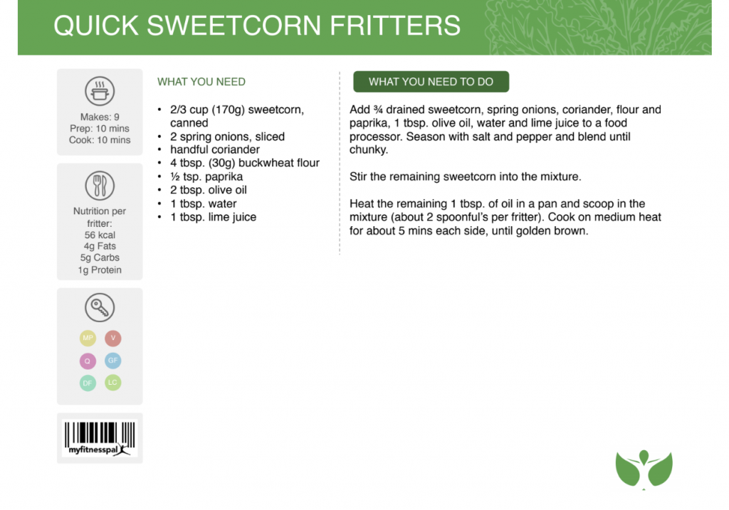 Abfab fit - Recipe - Quick Sweetcorn Fritters